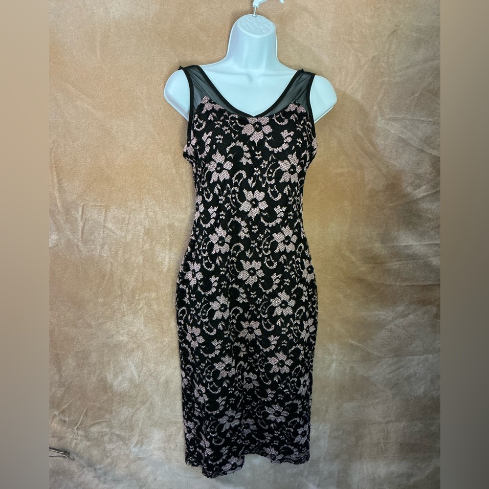 Elegant‎ Black and Pink Lace Dress -almost famous brand large